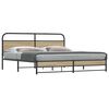 vidaXL Bed Frame Smoked Oak Steel, Engineered wood Double Bed Frame