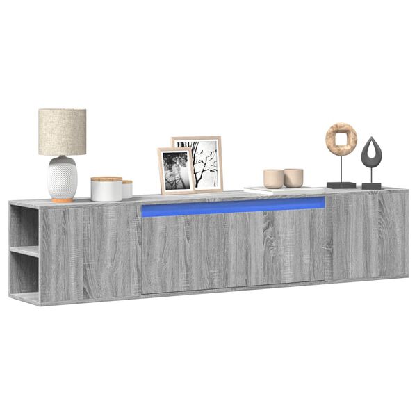 vidaXL TV Wall Cabinet Grey sonoma Engineered wood 70.9x12.2x15.6 in