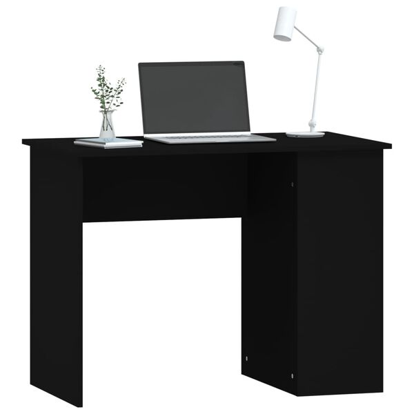 vidaXL Desk Black Engineered wood Medium Desk Rectangular Modern