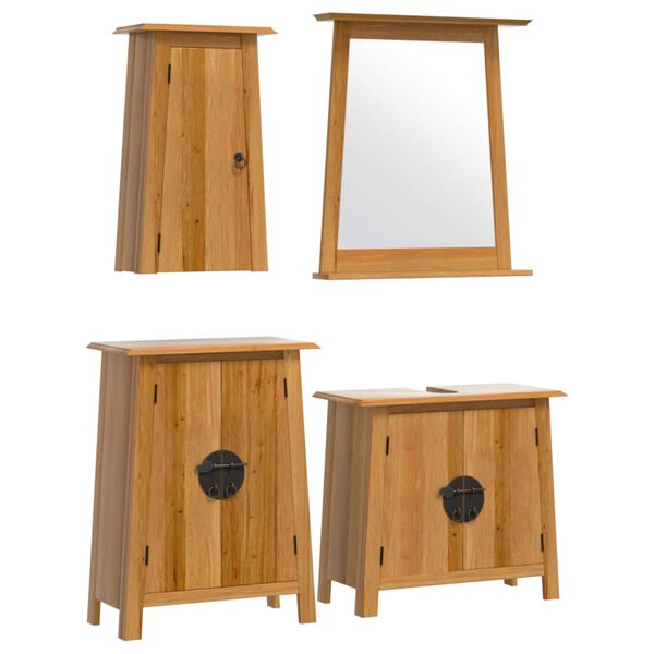 vidaXL Bathroom Furniture Set Natural Pine Solid Pine Wood