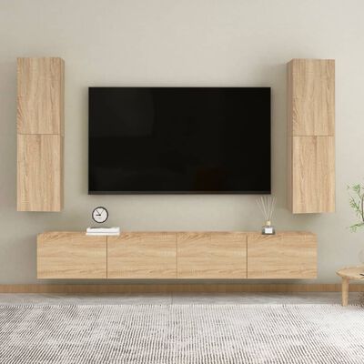 vidaXL TV Cabinets 2 pcs Sonoma Oak 12"x11.8"x43.3" Engineered Wood