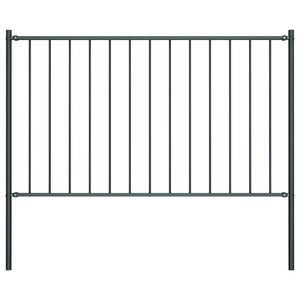vidaXL Fence Panel with Posts Powder-coated Steel 5.9 ft x 2.5 ft Anthracite