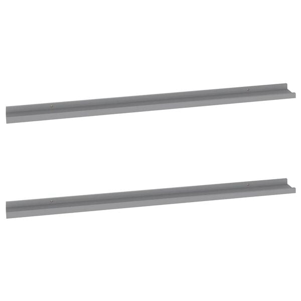 vidaXL Wall Shelf Set of 2 Grey MDF 45.3 x 3.5 x 1.2 in Wall mounting