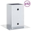 vidaXL Post Bases Square 12 pcs Silver 3.58x3.58" Galvanised Steel
