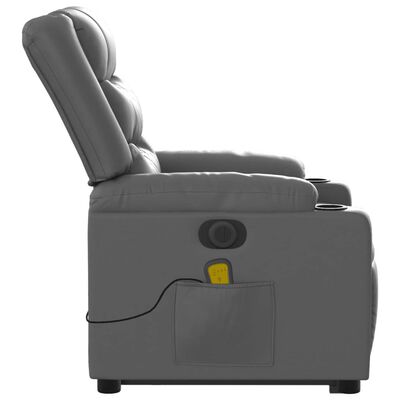 vidaXL Electric Stand up Massage Recliner Chair Gray Faux Leather