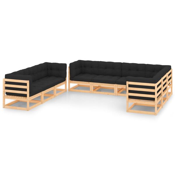 vidaXL Garden Lounge Set Anthracite Solid Pinewood Medium Modular