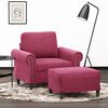 vidaXL Sofa Chair with Footstool Wine Red 23.6" Velvet