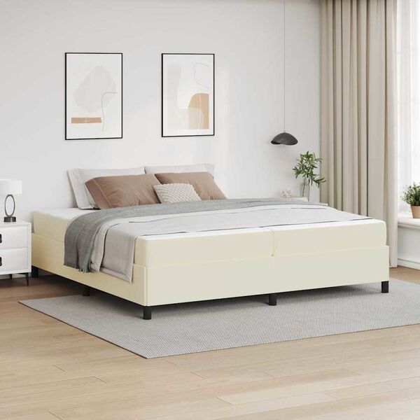 vidaXL Bed Frame with Mattress Cream 78.74 x 78.74 in Fabric