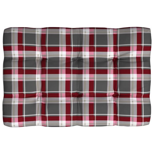 vidaXL Sofa Cushion Set of 7 Red Check Pattern 100% Polyester