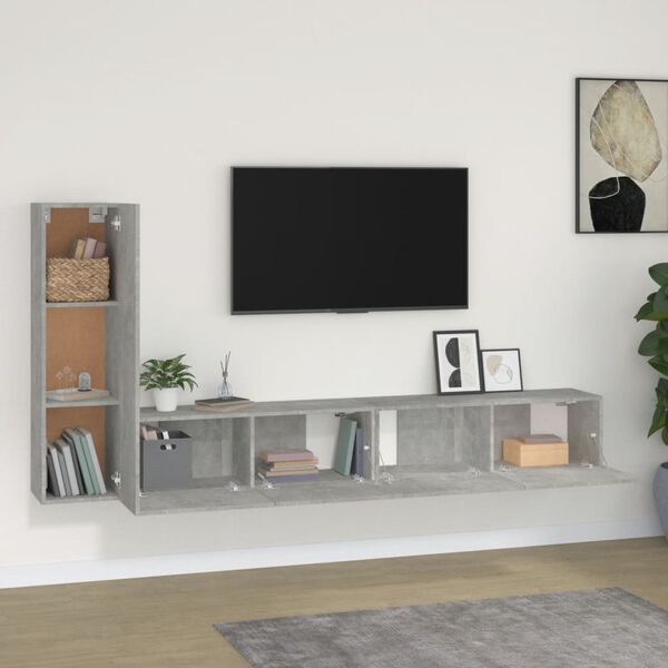 vidaXL TV Cabinet Set Set of 3 Concrete Grey Engineered Wood