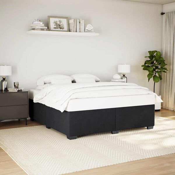 vidaXL Bed Frame Black Velvet, Plywood, Engineered wood, Solid pine wood