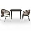vidaXL Garden Dining Set Table: Black, Chair: Brown, Cushion: Cream White