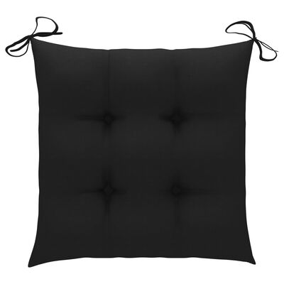 vidaXL 3 Piece Bistro Set with Black Cushions Solid Teak Wood
