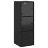 vidaXL Wall Cabinet Black Engineered wood, glass Medium Wall Cabinet