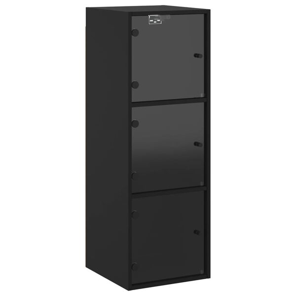 vidaXL Wall Cabinet Black Engineered wood, glass Medium Wall Cabinet