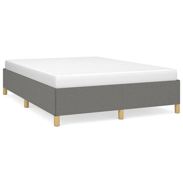 vidaXL Bed Frame Dark Grey Fabric, Plywood, Engineered Wood Full
