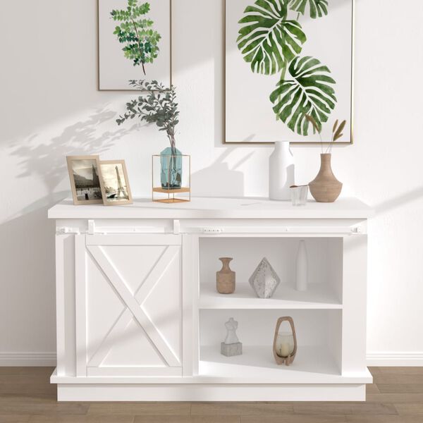 vidaXL Mini Sliding Cabinet Door Kit Carbon Steel White 48.0 "