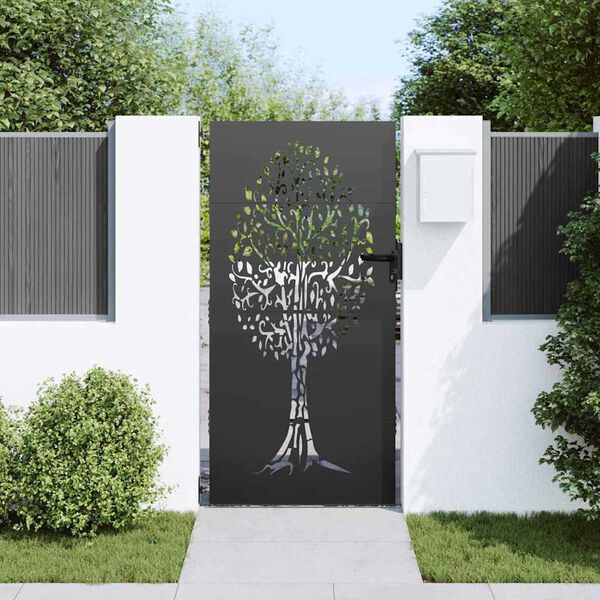 vidaXL Garden Gate 33.5"x68.9" Corten Steel Tree Design