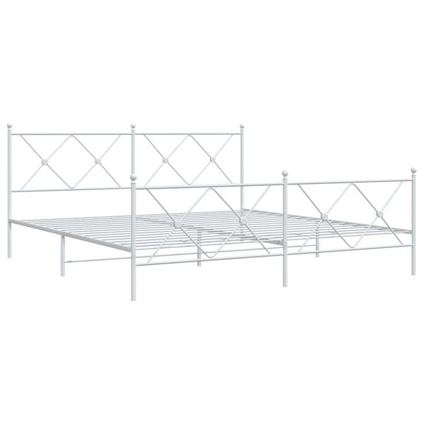vidaXL Bed Frame White Steel King Bed Frame Rectangular Durable