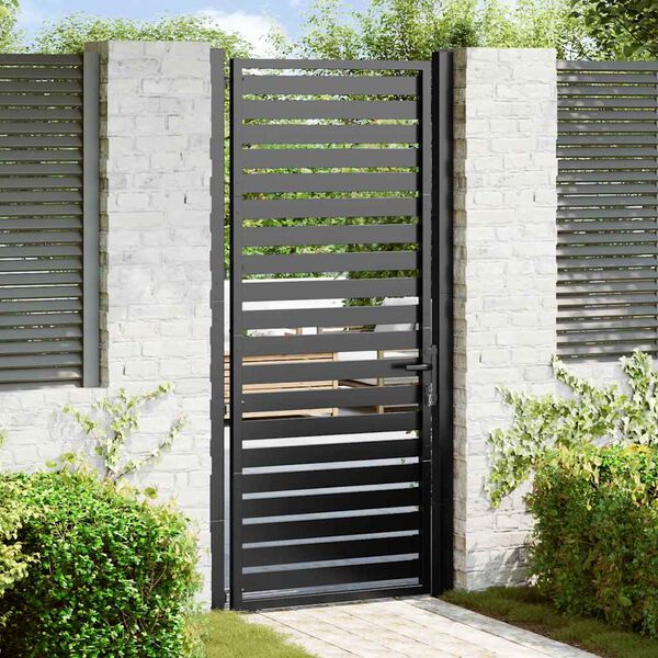 vidaXL Patio Gate Lockable Black 39.4x78.7" Aluminium