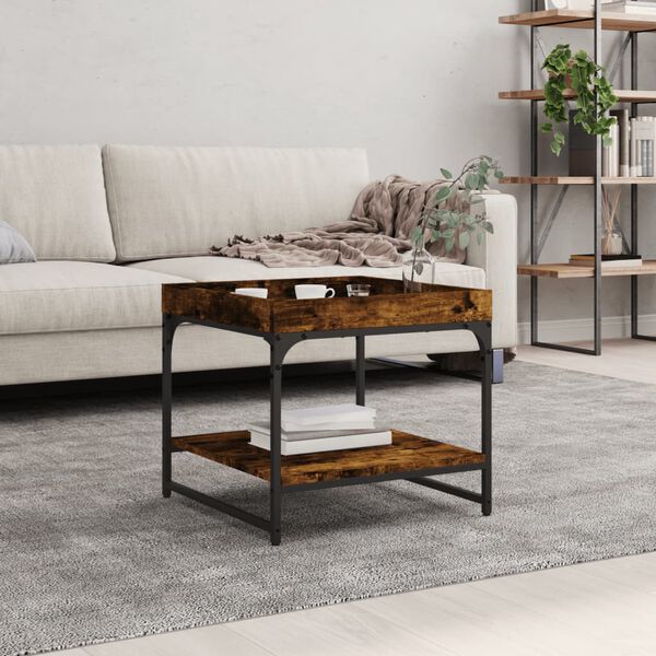 vidaXL Coffee Table Smoked Oak Engineered Wood and Iron Medium