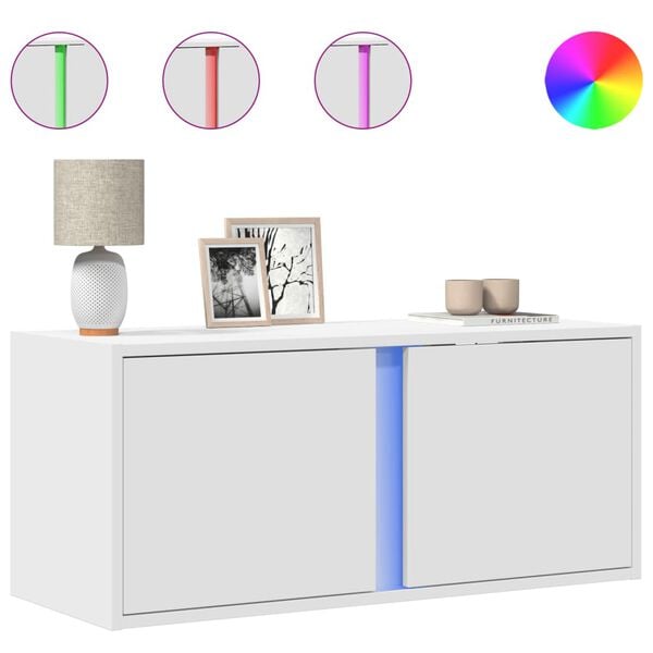 vidaXL TV Wall Cabinet White Engineered wood 31.5x12.2x13.8 in