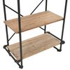 vidaXL Bookcase Black and Natural Wood Solid Firwood and Steel