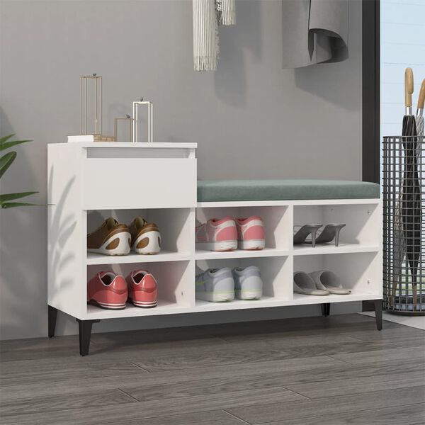 vidaXL Shoe Cabinet High gloss white Engineered wood Medium Shoe Cabinet