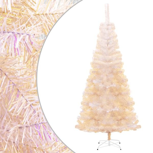 vidaXL Christmas Tree White with iridescent tips PVC, Steel Large
