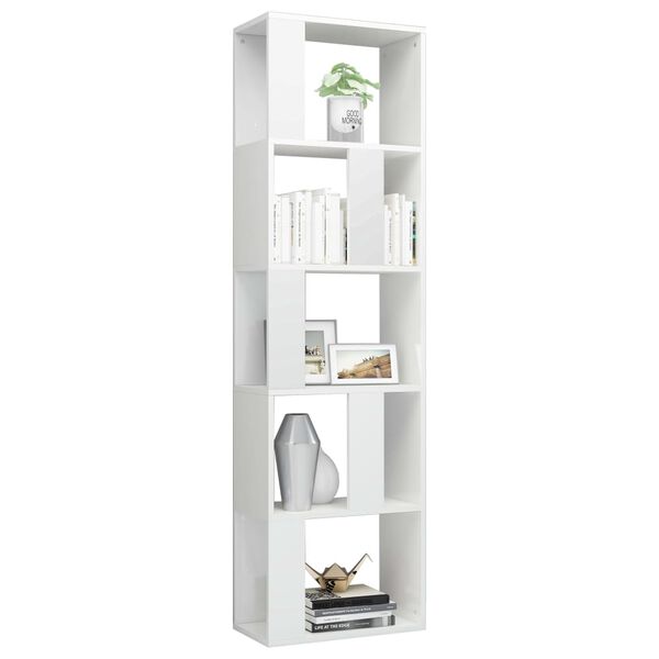vidaXL Book Cabinet High gloss white Engineered wood Standard