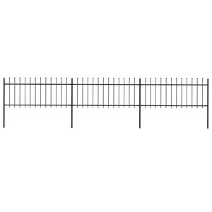 vidaXL Garden Fence with Spear Top Steel 211.4"x31.5" Black