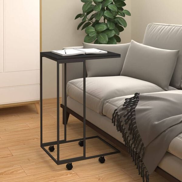 vidaXL Side Table Black Engineered wood, iron Small Portable