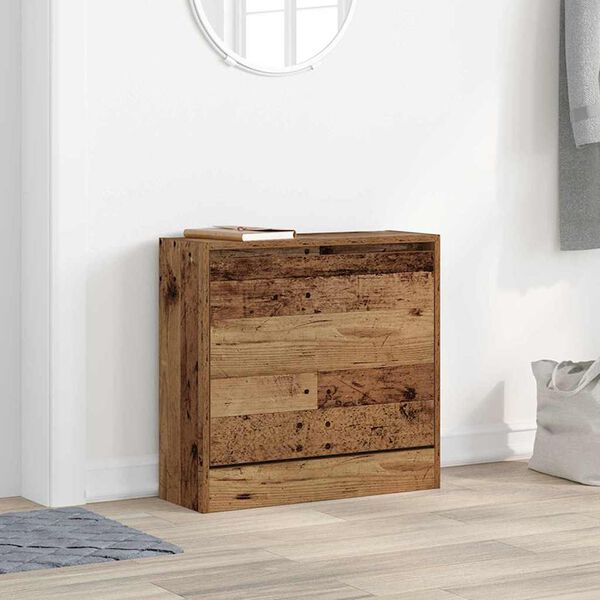 vidaXL Shoe Cabinet Old Wood 23.62 x 8.27 x 22.44 in Engineered Wood