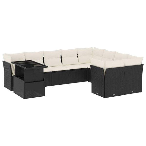 vidaXL Garden Sofa Set Black and Cream