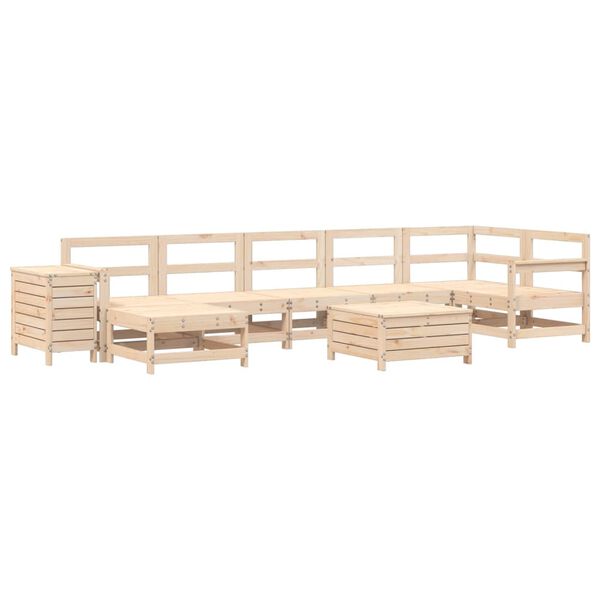 vidaXL Garden Sofa Set Natural wood Solid Pine Wood, Untreated 9 piece