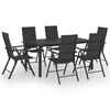 vidaXL Dining Set Black PE Rattan, WPC, Aluminium 7 Piece Set