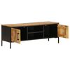 vidaXL TV Cabinet Rough mango wood, black Solid rough mango wood, iron