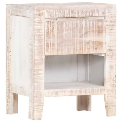 vidaXL Bedside Cabinet White 15.7"x11.8"x19.6" Solid Acacia Wood