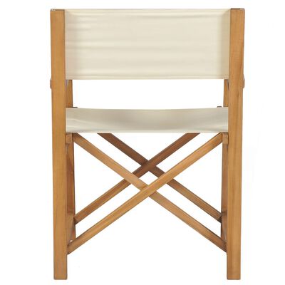 vidaXL Folding Director's Chair Solid Teak Wood Cream White