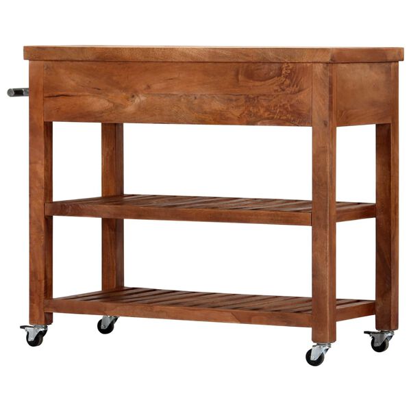 vidaXL Kitchen Trolley 39.4"x18.9"x35" Solid Wood Acacia