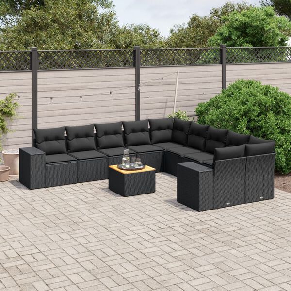 vidaXL Garden Sofa Set Black