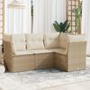 vidaXL Garden Sofa Set Beige PE rattan Large Adjustable Feet