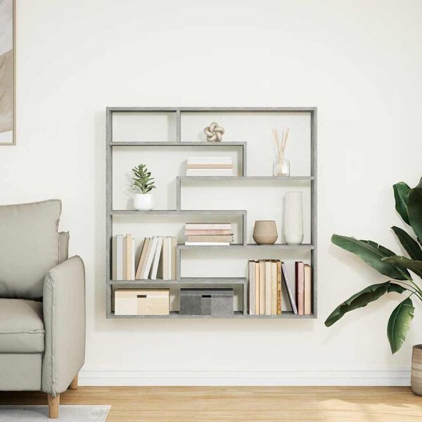 vidaXL Wall Cube Shelf Concrete Grey Engineered Wood Large