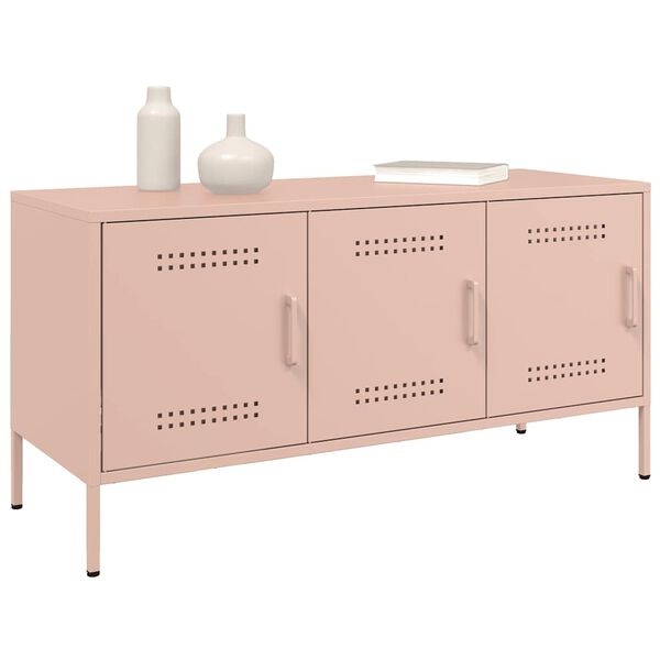 vidaXL TV Cabinet Pink Steel Medium Media Cabinet Rectangular