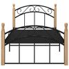 vidaXL Bed Frame Black and Natural Powder-coated Metal, Solid Oak Wood