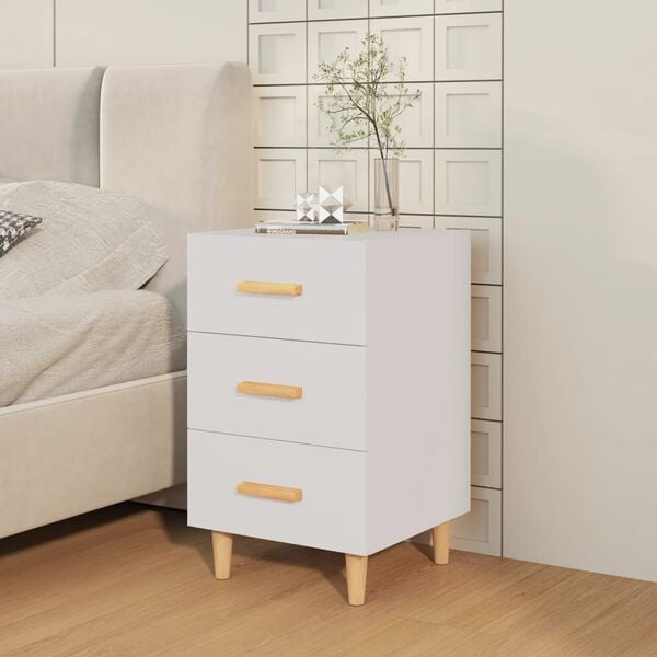vidaXL Bedside Cabinet White Engineered wood Regular Bedside Cabinet
