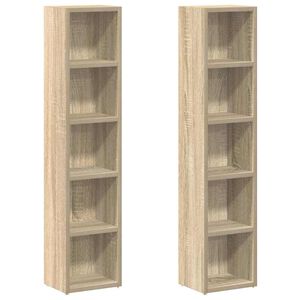 vidaXL CD Cabinet Set of 2 Sonoma oak Engineered wood Tall CD Cabinet