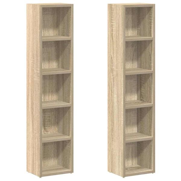 vidaXL CD Cabinet Set of 2 Sonoma oak Engineered wood Tall CD Cabinet