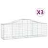 vidaXL Gabion Basket Set of 3 Silver Galvanized Iron Medium Durable
