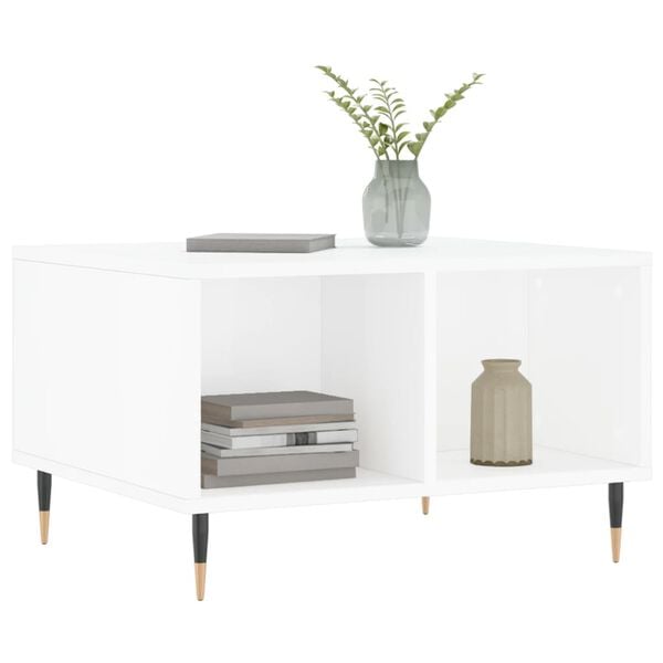 vidaXL Coffee Table High gloss white Engineered wood, metal Medium